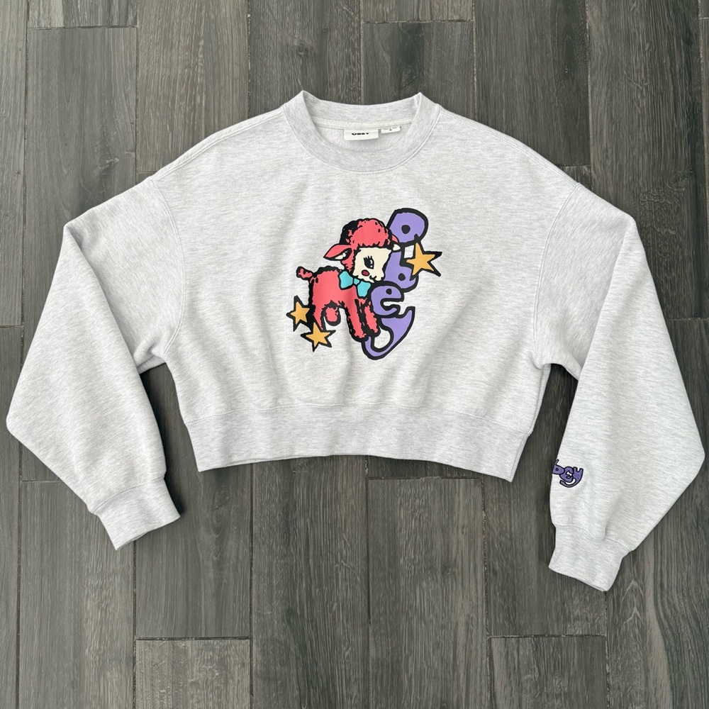 OBEY Lil Lamby Crop Crewneck Sz MED